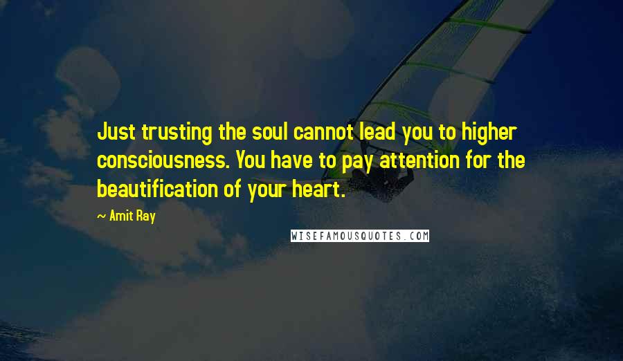 Amit Ray Quotes: Just trusting the soul cannot lead you to higher consciousness. You have to pay attention for the beautification of your heart.