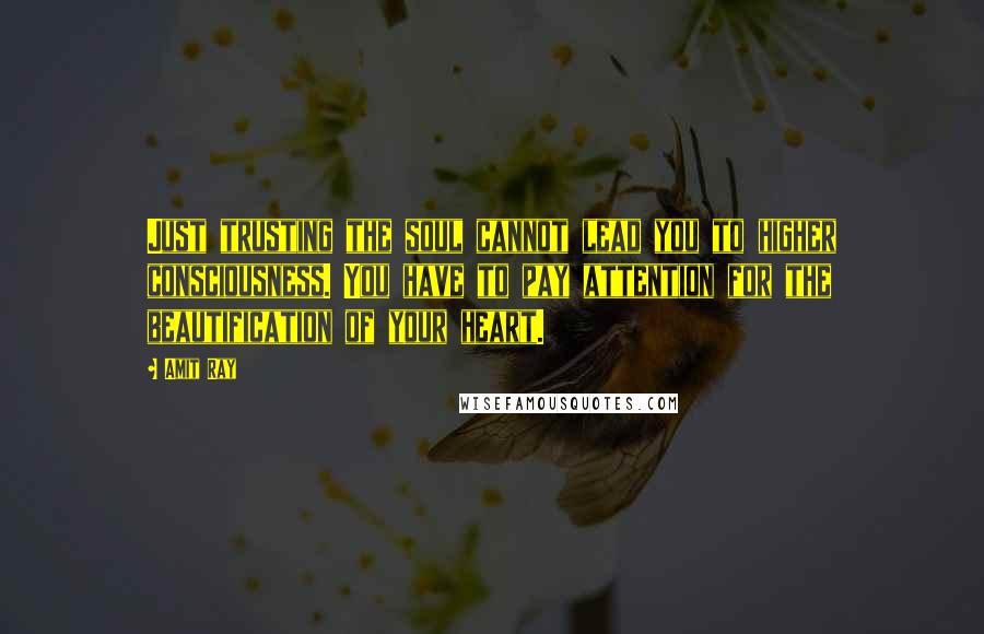 Amit Ray Quotes: Just trusting the soul cannot lead you to higher consciousness. You have to pay attention for the beautification of your heart.