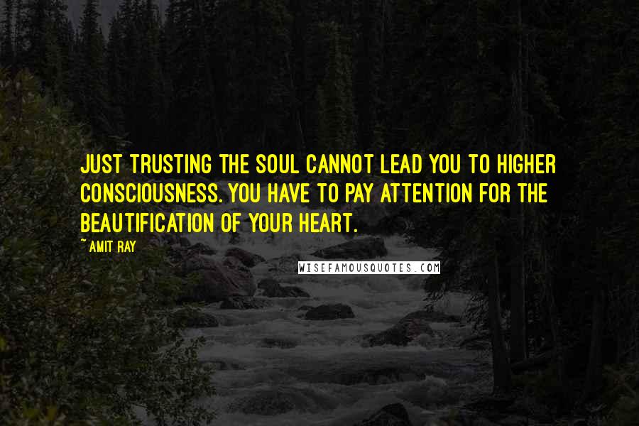 Amit Ray Quotes: Just trusting the soul cannot lead you to higher consciousness. You have to pay attention for the beautification of your heart.