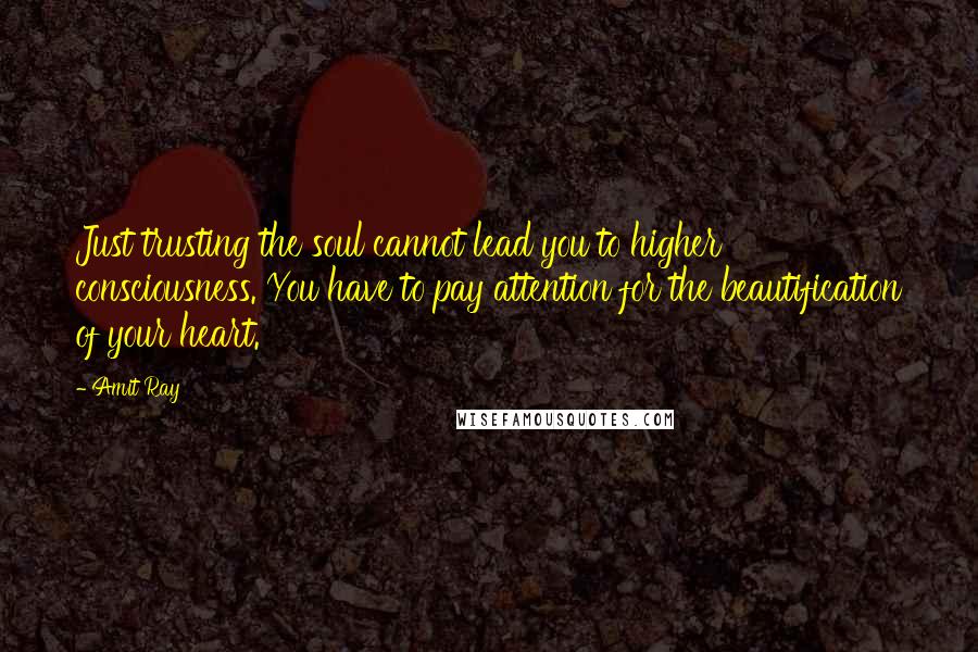 Amit Ray Quotes: Just trusting the soul cannot lead you to higher consciousness. You have to pay attention for the beautification of your heart.