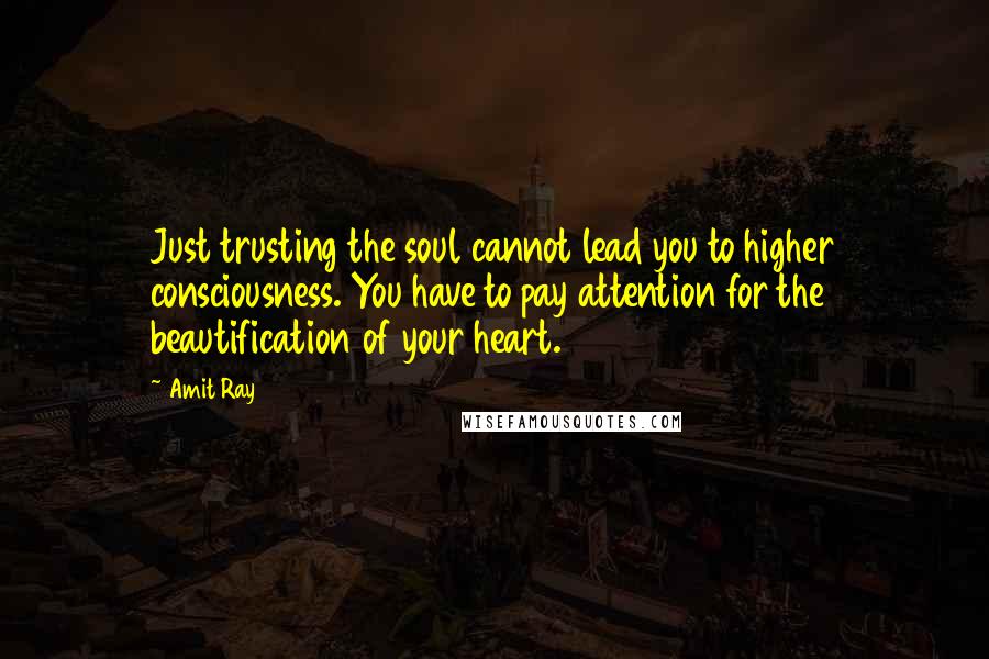 Amit Ray Quotes: Just trusting the soul cannot lead you to higher consciousness. You have to pay attention for the beautification of your heart.