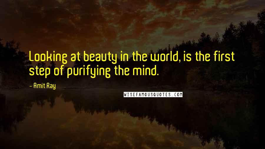 Amit Ray Quotes: Looking at beauty in the world, is the first step of purifying the mind.