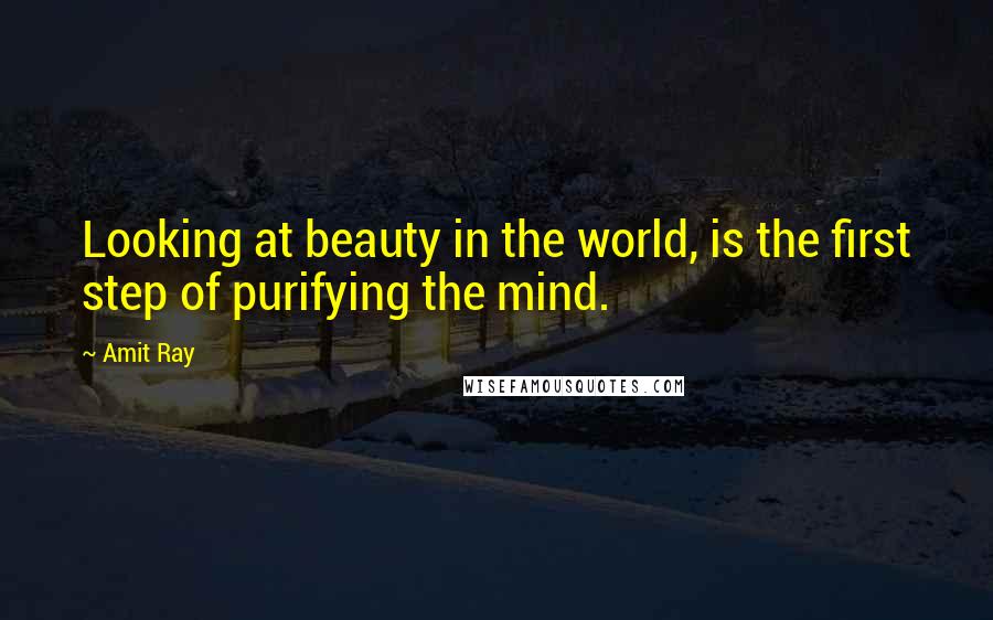 Amit Ray Quotes: Looking at beauty in the world, is the first step of purifying the mind.