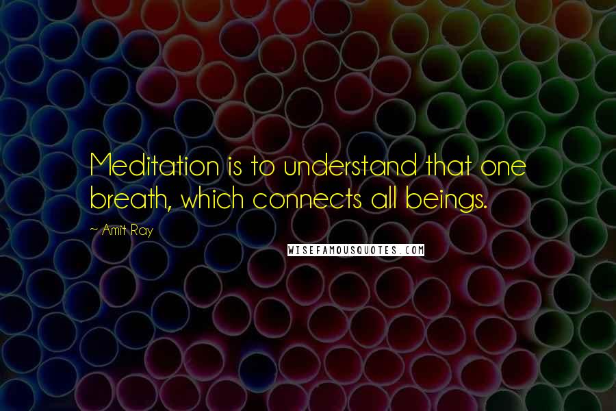 Amit Ray Quotes: Meditation is to understand that one breath, which connects all beings.