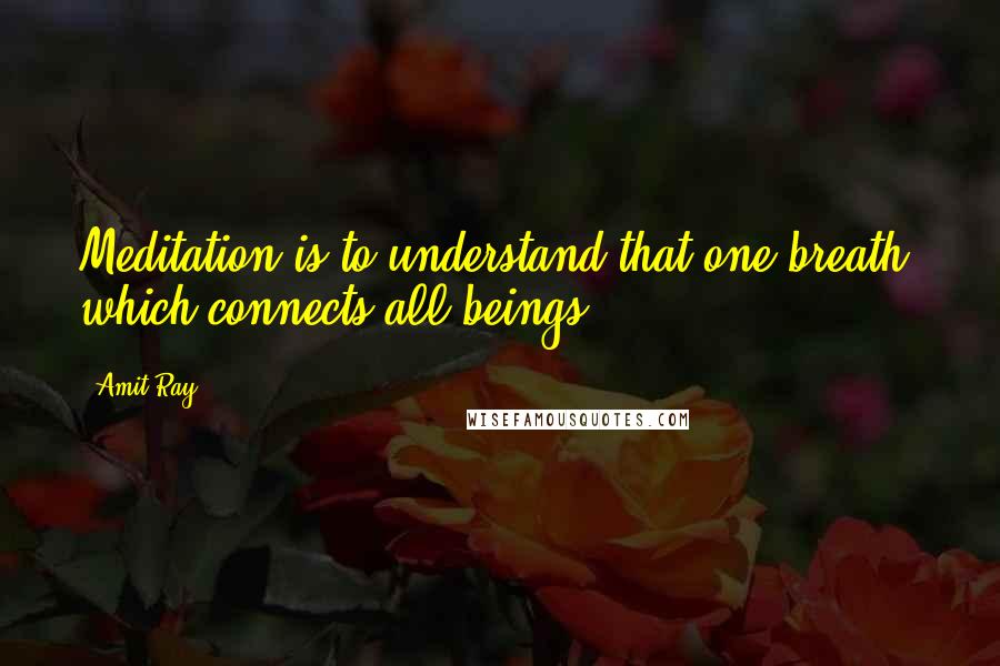 Amit Ray Quotes: Meditation is to understand that one breath, which connects all beings.