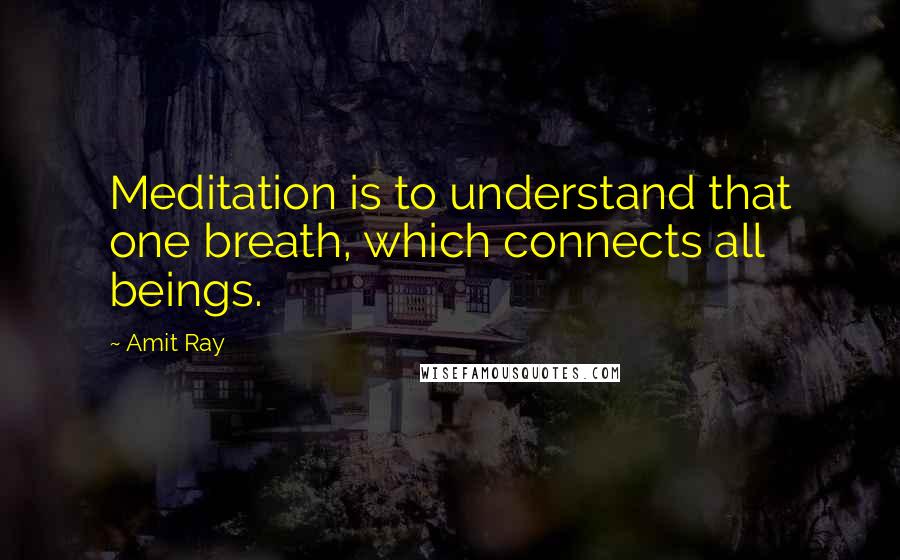 Amit Ray Quotes: Meditation is to understand that one breath, which connects all beings.