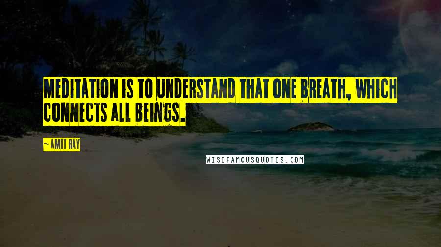 Amit Ray Quotes: Meditation is to understand that one breath, which connects all beings.