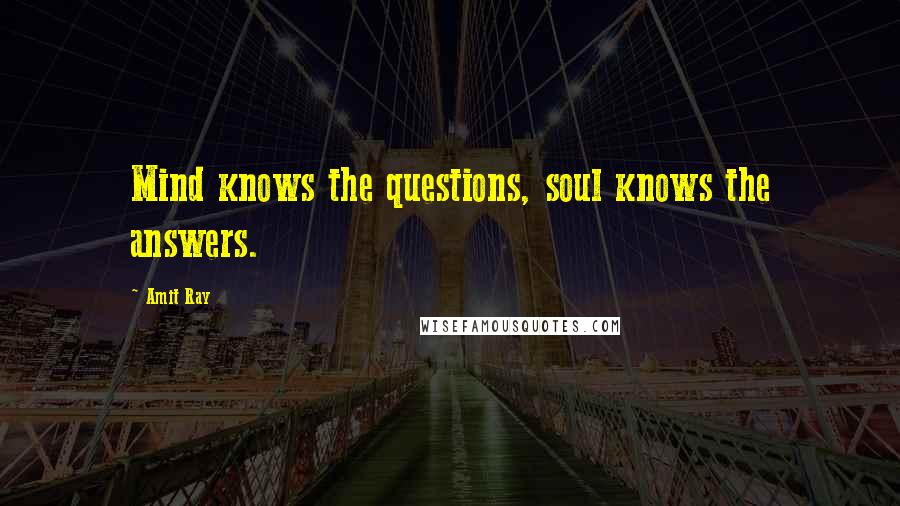 Amit Ray Quotes: Mind knows the questions, soul knows the answers.