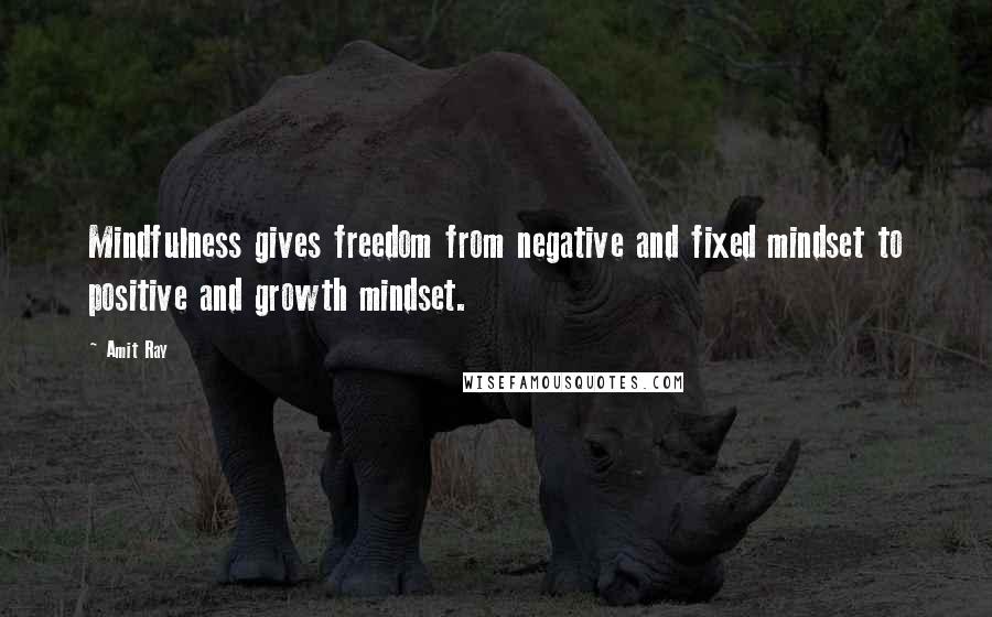 Amit Ray Quotes: Mindfulness gives freedom from negative and fixed mindset to positive and growth mindset.