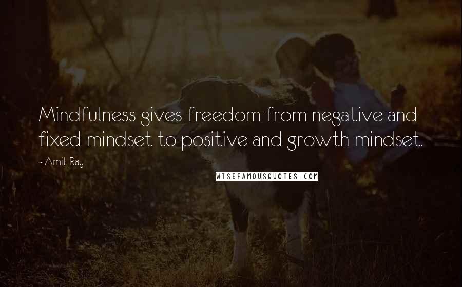 Amit Ray Quotes: Mindfulness gives freedom from negative and fixed mindset to positive and growth mindset.