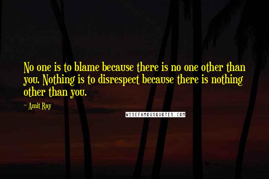 Amit Ray Quotes: No one is to blame because there is no one other than you. Nothing is to disrespect because there is nothing other than you.