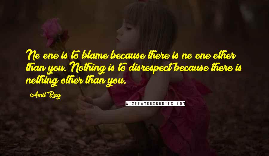 Amit Ray Quotes: No one is to blame because there is no one other than you. Nothing is to disrespect because there is nothing other than you.