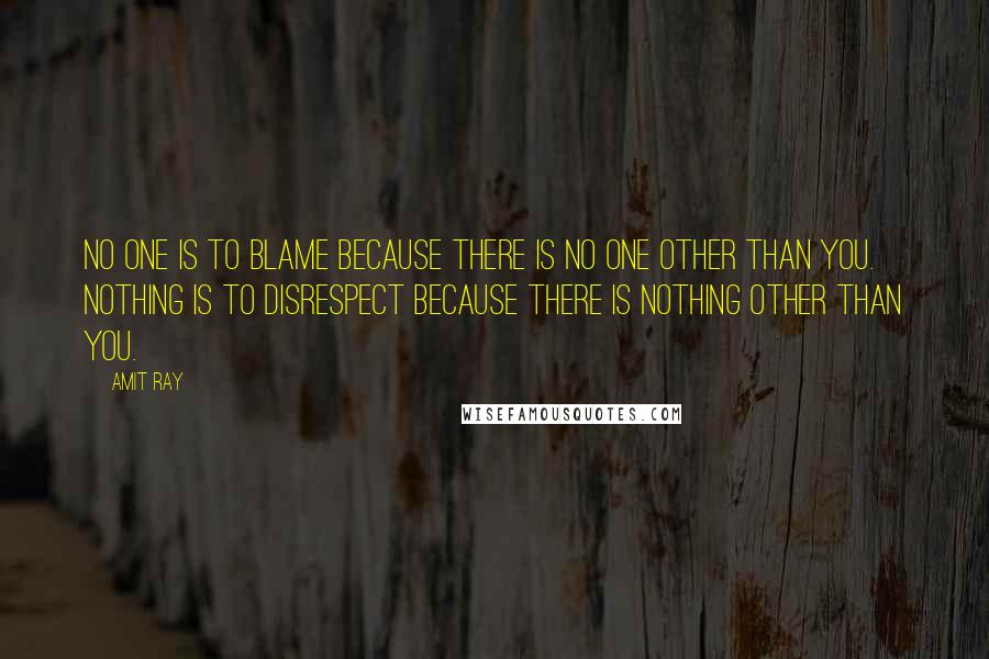 Amit Ray Quotes: No one is to blame because there is no one other than you. Nothing is to disrespect because there is nothing other than you.