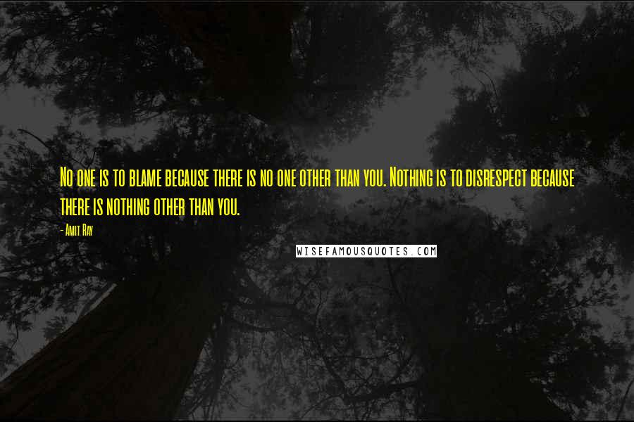 Amit Ray Quotes: No one is to blame because there is no one other than you. Nothing is to disrespect because there is nothing other than you.