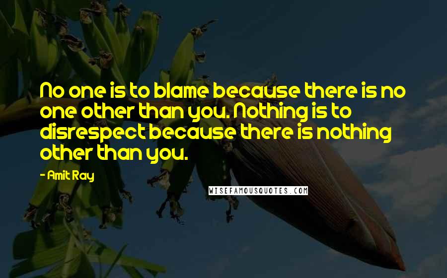 Amit Ray Quotes: No one is to blame because there is no one other than you. Nothing is to disrespect because there is nothing other than you.