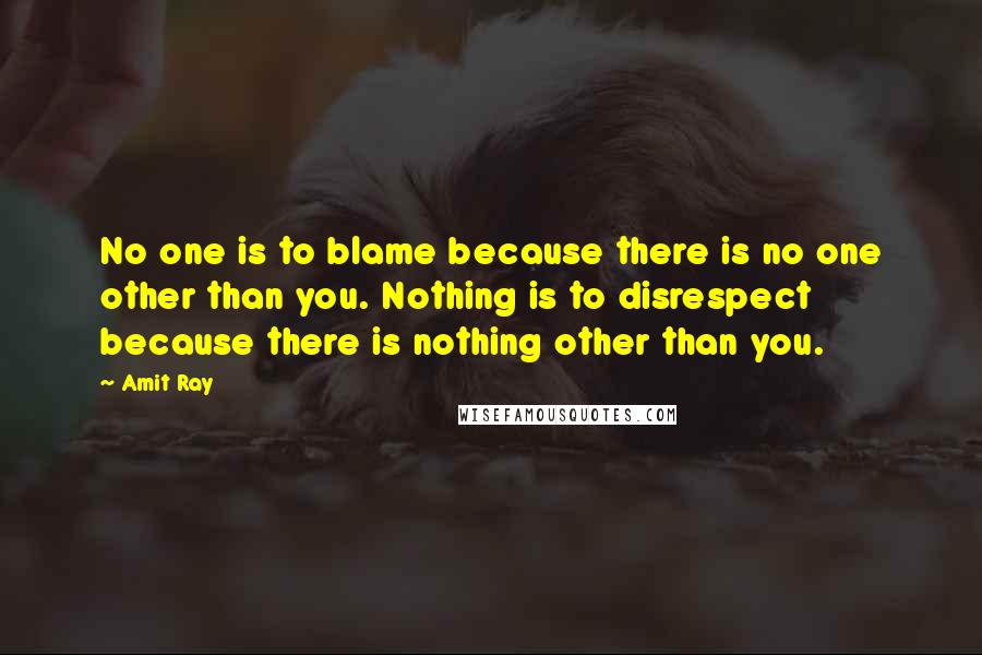 Amit Ray Quotes: No one is to blame because there is no one other than you. Nothing is to disrespect because there is nothing other than you.