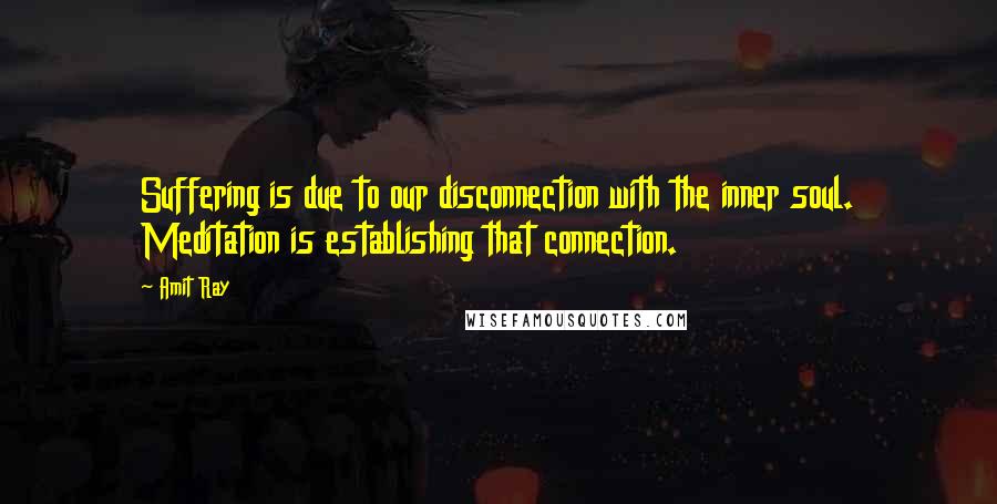 Amit Ray Quotes: Suffering is due to our disconnection with the inner soul. Meditation is establishing that connection.
