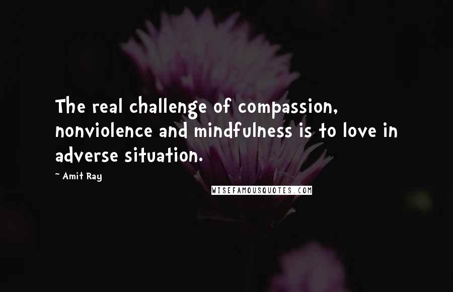 Amit Ray Quotes: The real challenge of compassion, nonviolence and mindfulness is to love in adverse situation.