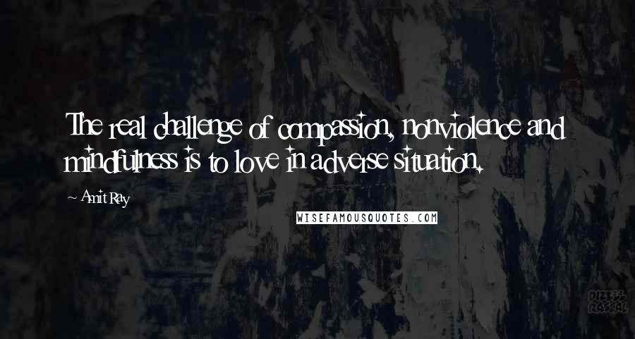 Amit Ray Quotes: The real challenge of compassion, nonviolence and mindfulness is to love in adverse situation.