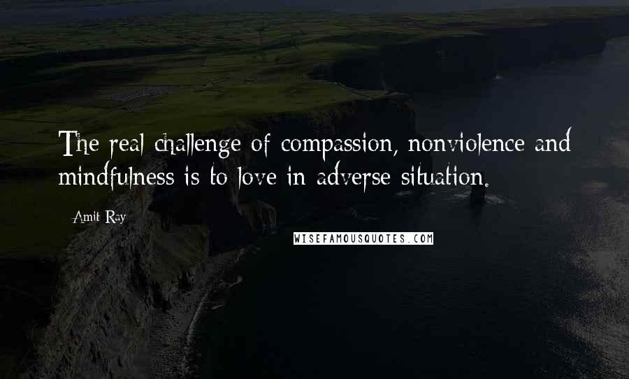 Amit Ray Quotes: The real challenge of compassion, nonviolence and mindfulness is to love in adverse situation.