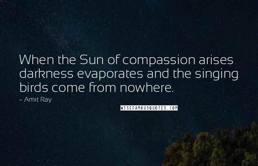 Amit Ray Quotes: When the Sun of compassion arises darkness evaporates and the singing birds come from nowhere.