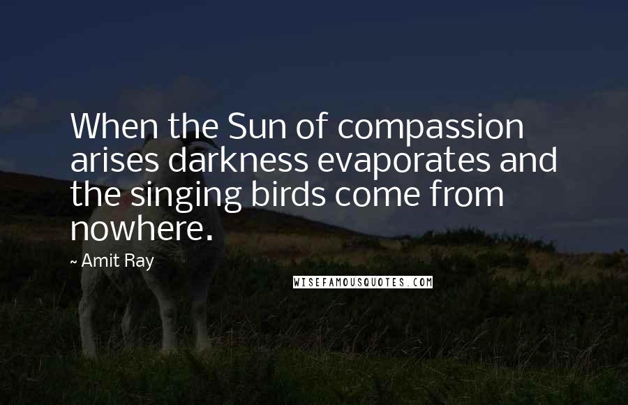 Amit Ray Quotes: When the Sun of compassion arises darkness evaporates and the singing birds come from nowhere.