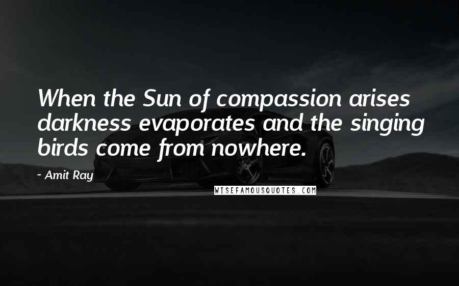 Amit Ray Quotes: When the Sun of compassion arises darkness evaporates and the singing birds come from nowhere.