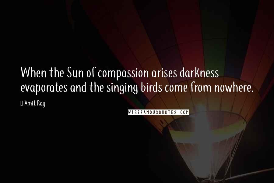 Amit Ray Quotes: When the Sun of compassion arises darkness evaporates and the singing birds come from nowhere.