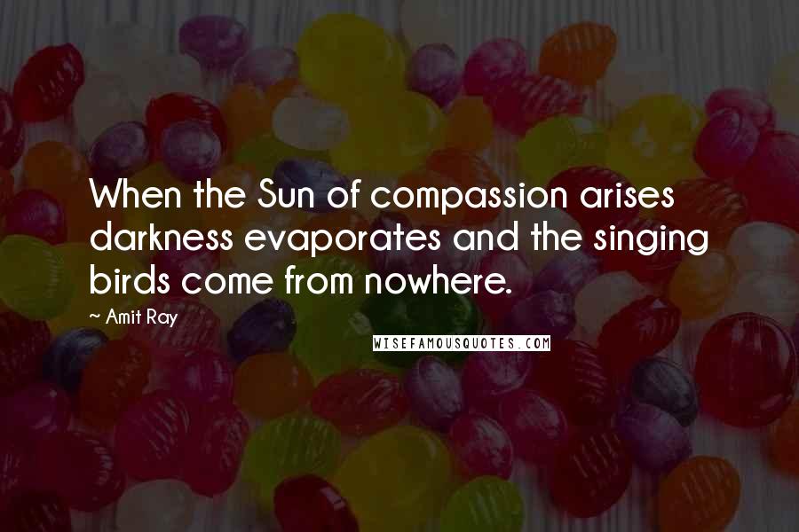 Amit Ray Quotes: When the Sun of compassion arises darkness evaporates and the singing birds come from nowhere.