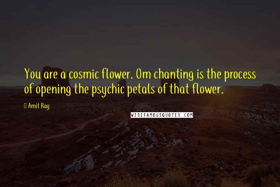 Amit Ray Quotes: You are a cosmic flower. Om chanting is the process of opening the psychic petals of that flower.