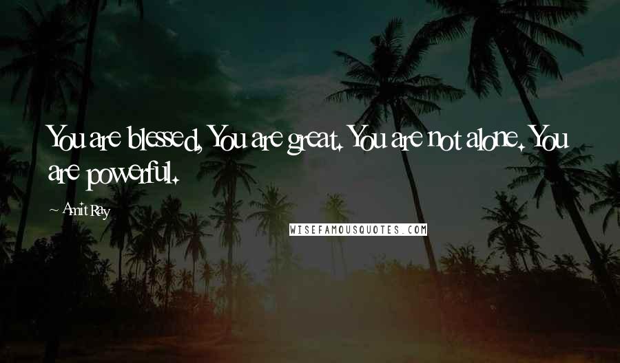 Amit Ray Quotes: You are blessed, You are great. You are not alone. You are powerful.