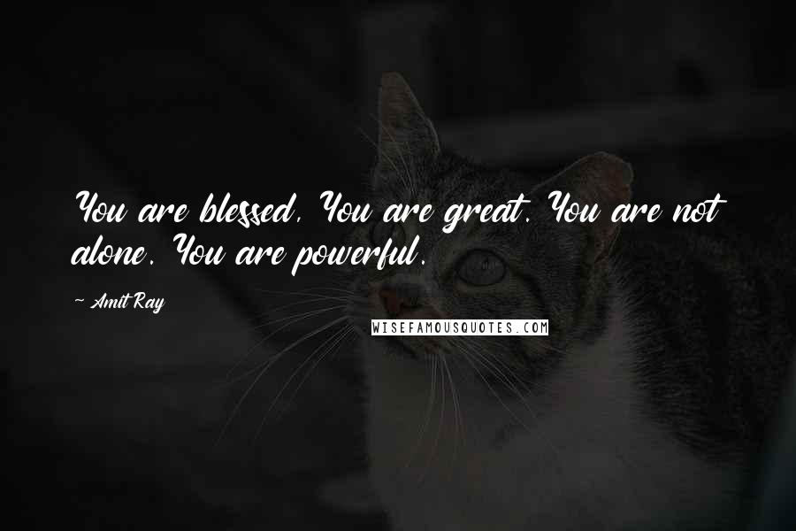 Amit Ray Quotes: You are blessed, You are great. You are not alone. You are powerful.