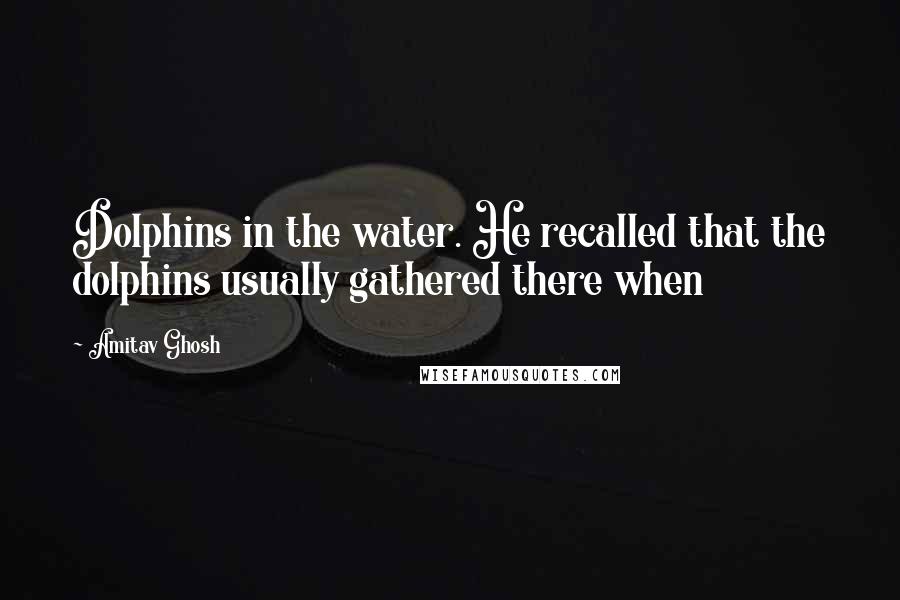 Amitav Ghosh Quotes: Dolphins in the water. He recalled that the dolphins usually gathered there when