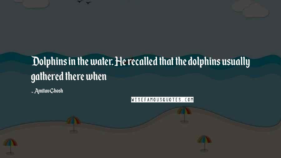 Amitav Ghosh Quotes: Dolphins in the water. He recalled that the dolphins usually gathered there when