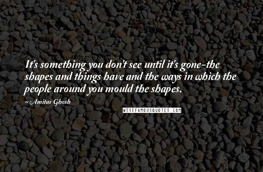 Amitav Ghosh Quotes: It's something you don't see until it's gone-the shapes and things have and the ways in which the people around you mould the shapes.