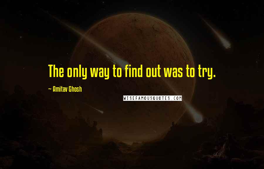 Amitav Ghosh Quotes: The only way to find out was to try.