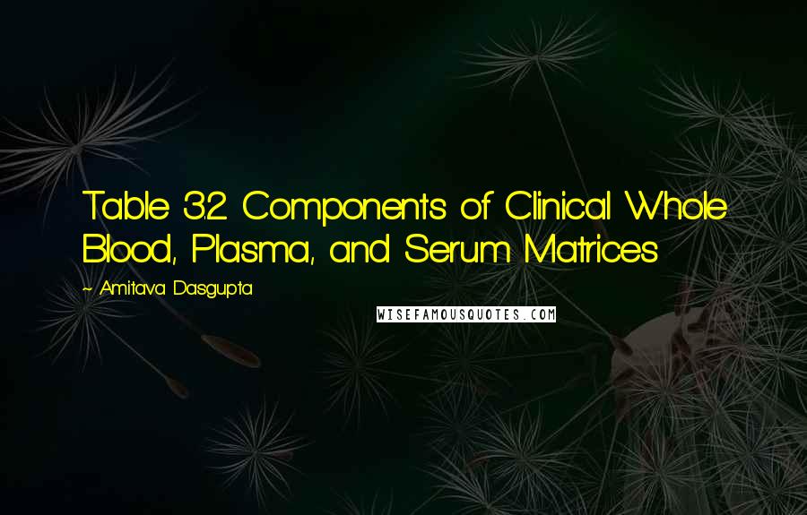 Amitava Dasgupta Quotes: Table 3.2 Components of Clinical Whole Blood, Plasma, and Serum Matrices
