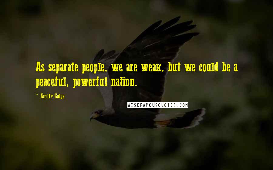 Amity Gaige Quotes: As separate people, we are weak, but we could be a peaceful, powerful nation.