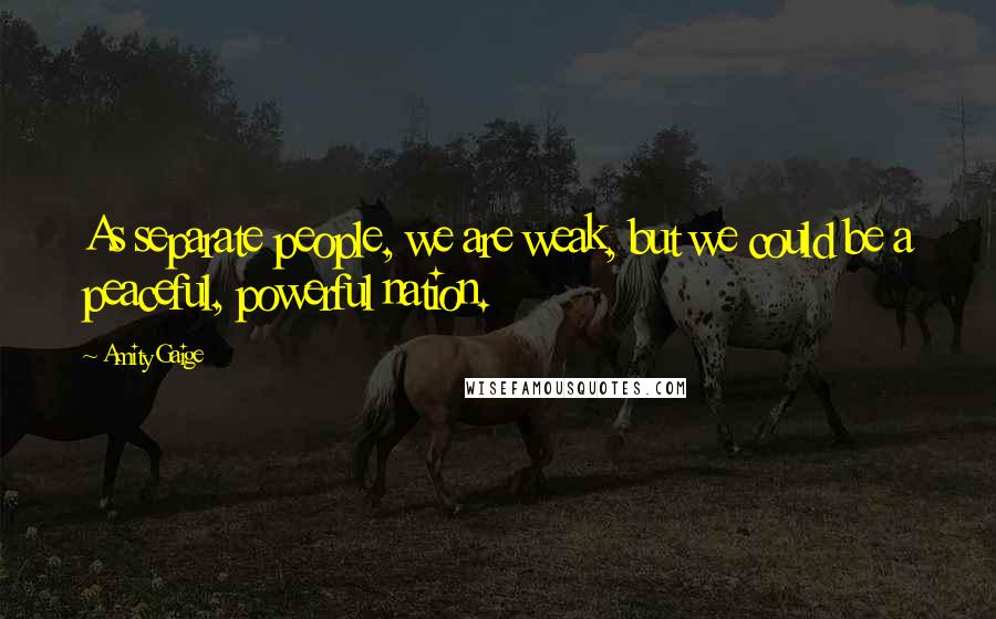 Amity Gaige Quotes: As separate people, we are weak, but we could be a peaceful, powerful nation.