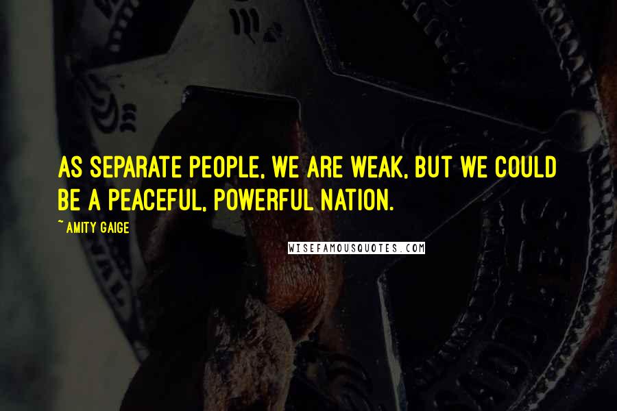 Amity Gaige Quotes: As separate people, we are weak, but we could be a peaceful, powerful nation.