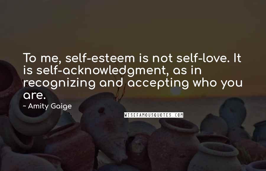 Amity Gaige Quotes: To me, self-esteem is not self-love. It is self-acknowledgment, as in recognizing and accepting who you are.