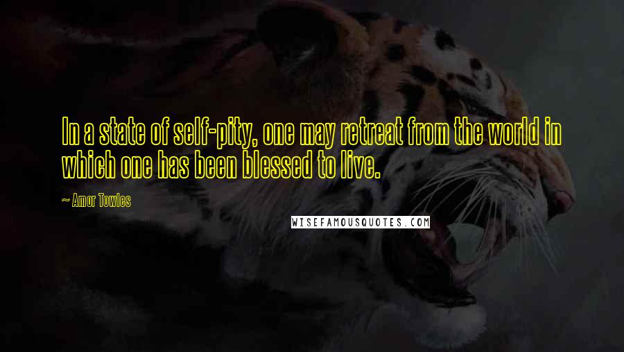 Amor Towles Quotes: In a state of self-pity, one may retreat from the world in which one has been blessed to live.