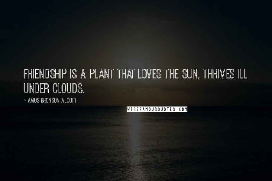 Amos Bronson Alcott Quotes: Friendship is a plant that loves the sun, thrives ill under clouds.
