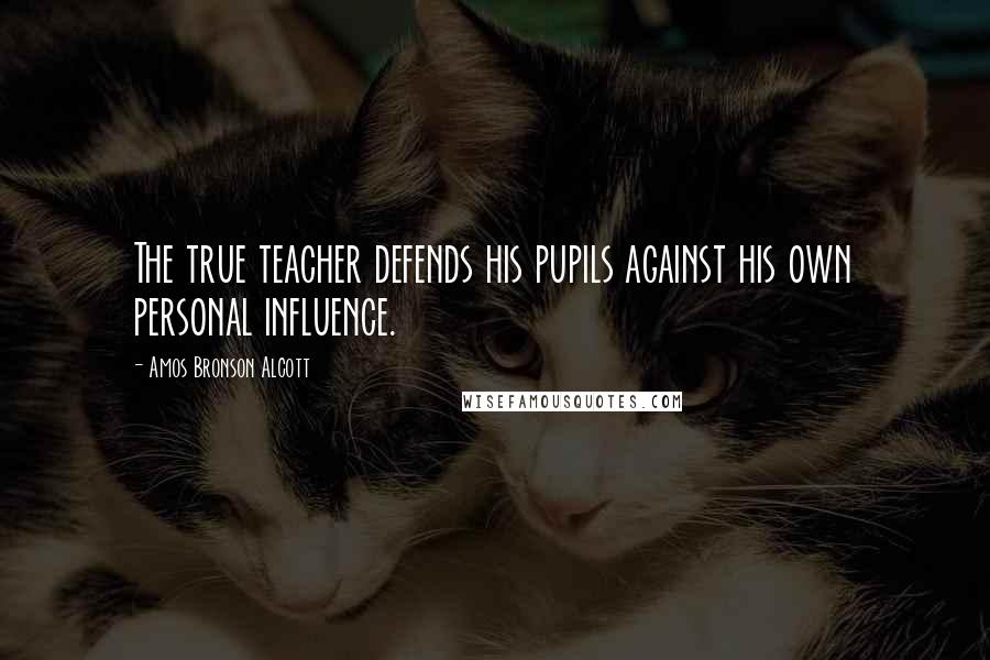 Amos Bronson Alcott Quotes: The true teacher defends his pupils against his own personal influence.