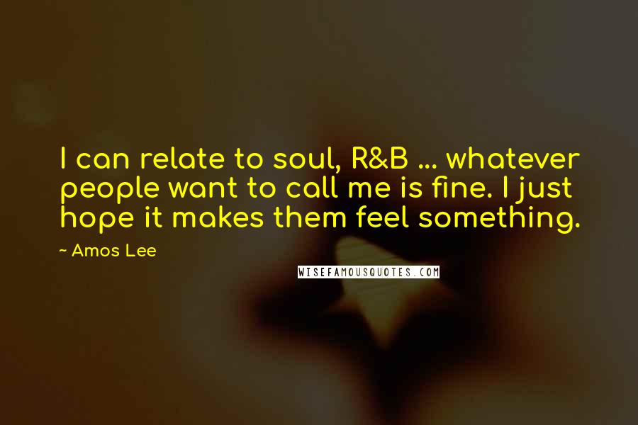 Amos Lee Quotes: I can relate to soul, R&B ... whatever people want to call me is fine. I just hope it makes them feel something.