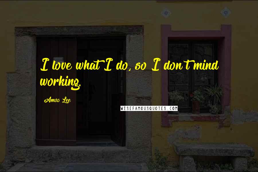 Amos Lee Quotes: I love what I do, so I don't mind working.