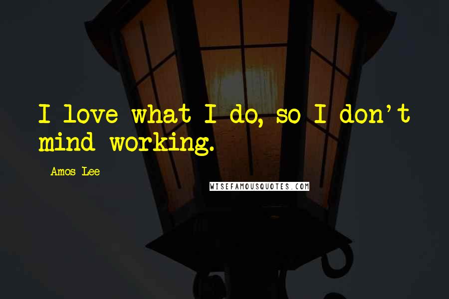 Amos Lee Quotes: I love what I do, so I don't mind working.