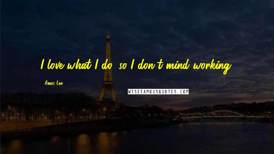 Amos Lee Quotes: I love what I do, so I don't mind working.