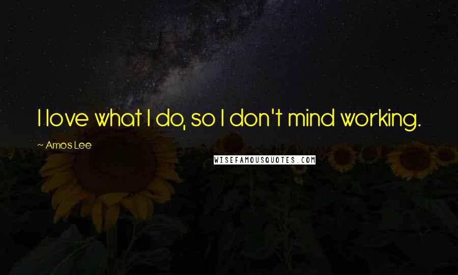 Amos Lee Quotes: I love what I do, so I don't mind working.