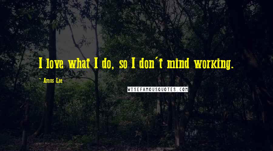 Amos Lee Quotes: I love what I do, so I don't mind working.